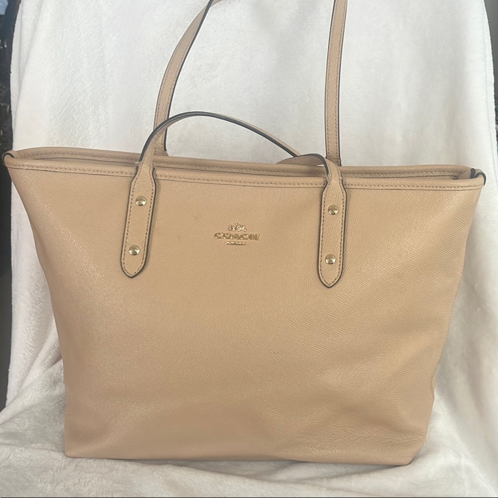 Coach Tan Leather Structured Tote Bag